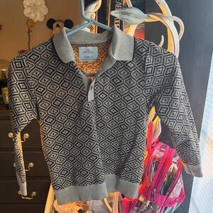 Gray Geometric Pattern Polo Shirt